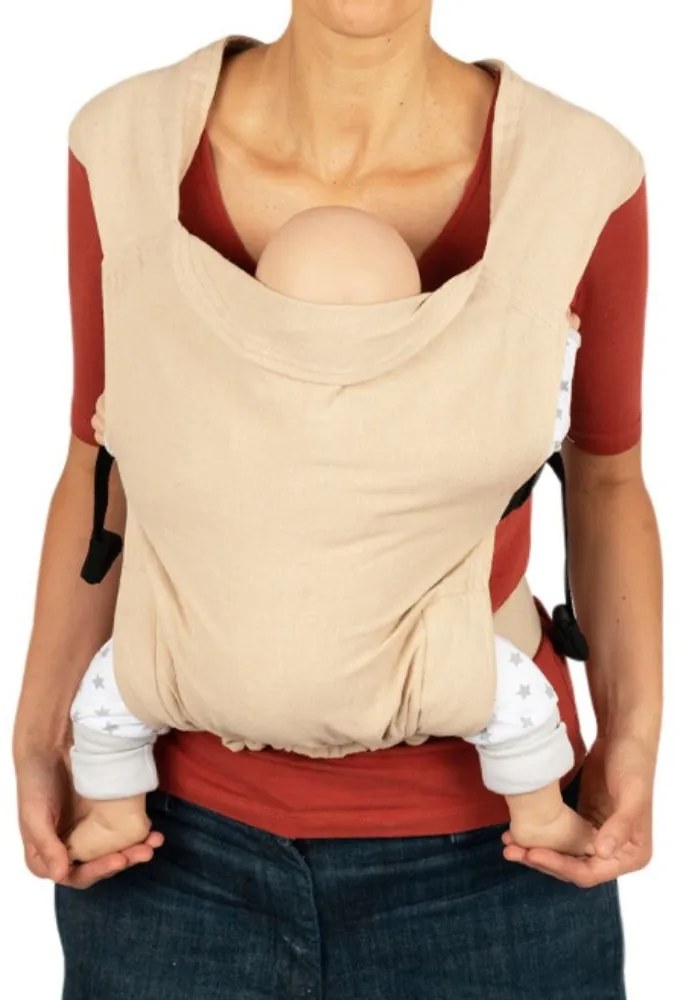 Marsupiu bebe ergonomic ajustabil si compact din in Kidizi Numi Natur, de la 4-12 kg, include saculet transport