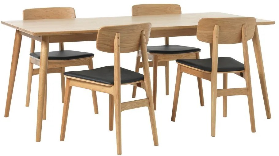 Masă de dining în culoare naturală extensibilă cu blat cu aspect de lemn de stejar 190x90 cm Barrali – Unique Furniture