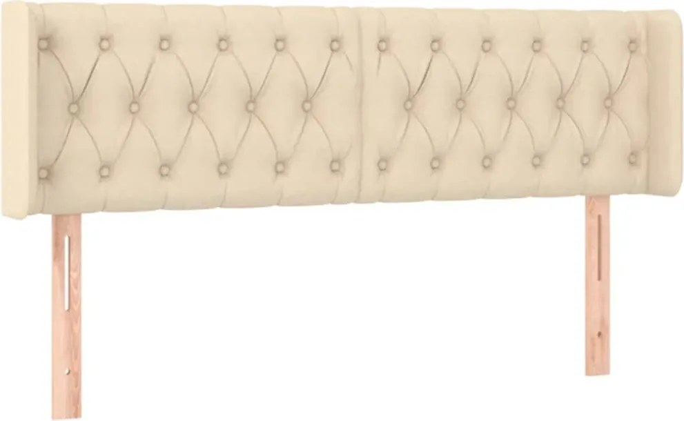 vidaXL Tăblie de pat cu aripioare crem 147x16x78/88 cm textil