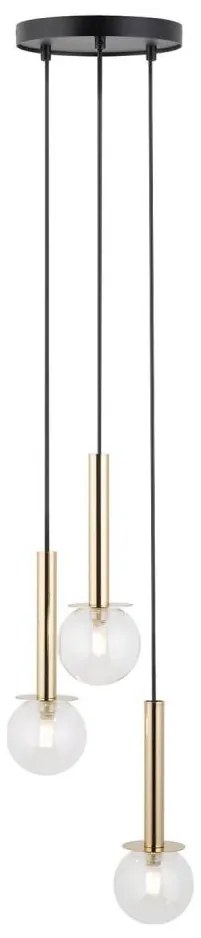 Lustră pe cablu DAISY 3xG9/12W/230V d. 27 cm auriu/negru/transparent
