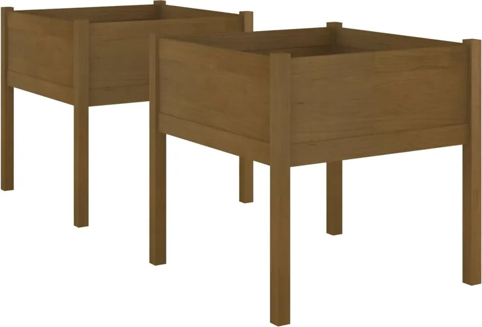 vidaXL Jardiniere grădină 2 buc. maro miere 70x70x70 cm lemn masiv pin