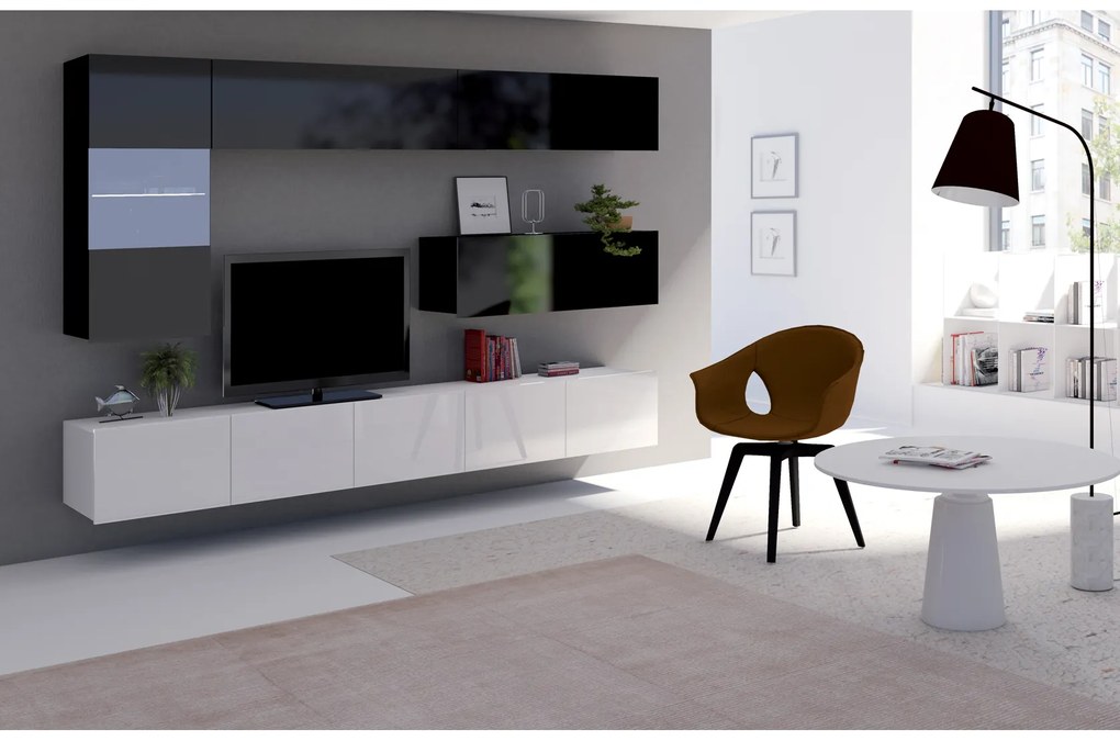 Mobilier living Calabria C4 (Negru + Alb) (fără iluminat). 1051601