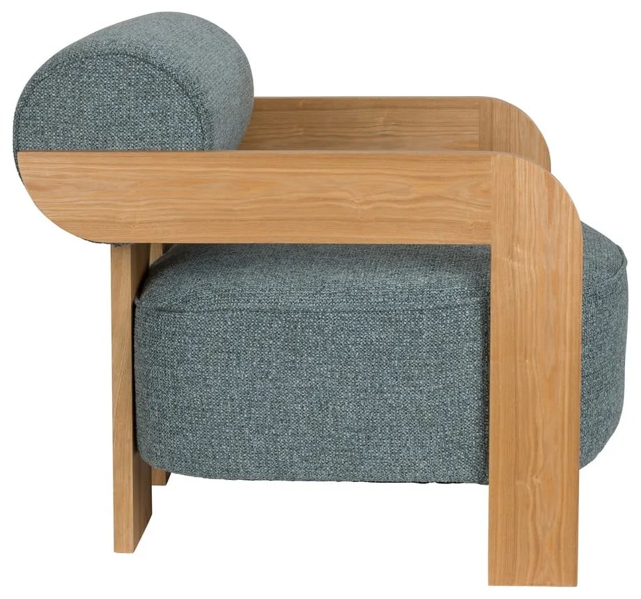 Fotoliu albastru prăfuit cu tapițerie din țesătură bouclé Oolong – Zuiver