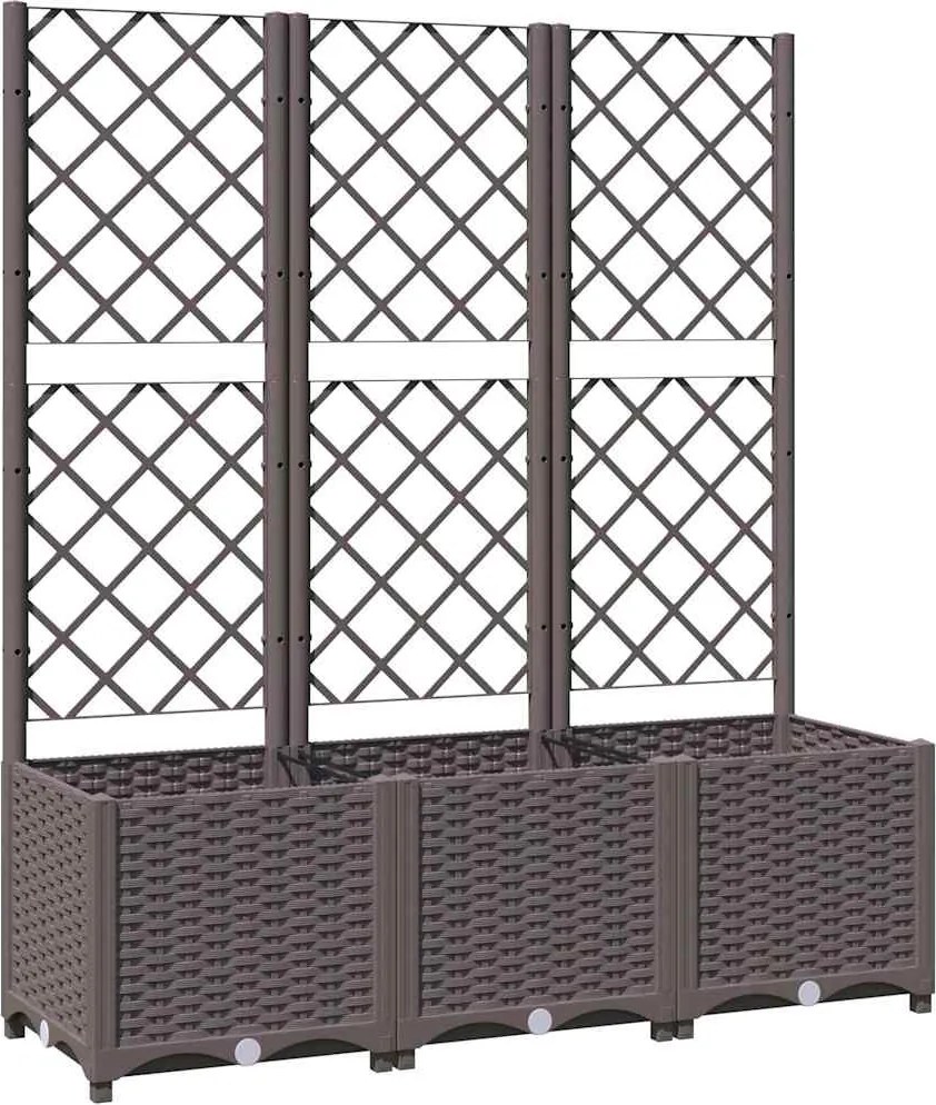 vidaXL Jardinieră de grădină cu spalier, maro, 120x40x136 cm, PP