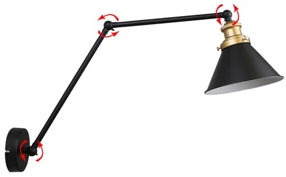 Lampă de perete FUNDO 1xE27/40W/230V negru/auriu