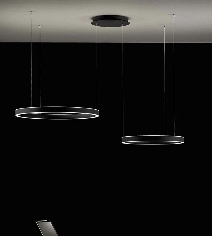 Lustra LED circulara cu 2 inele 80/60cm CRISEIDE, alb, negru sau auriu
