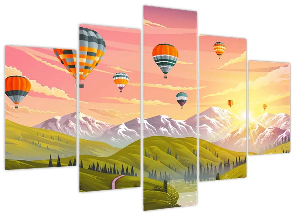 Tablou - Baloane deasupra unui peisaj (150x105 cm)