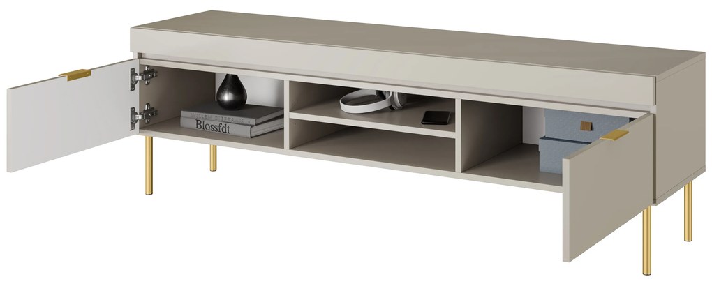 Dulap TV Sentia 157 cm pe soclu metalică - cașmir / auriu