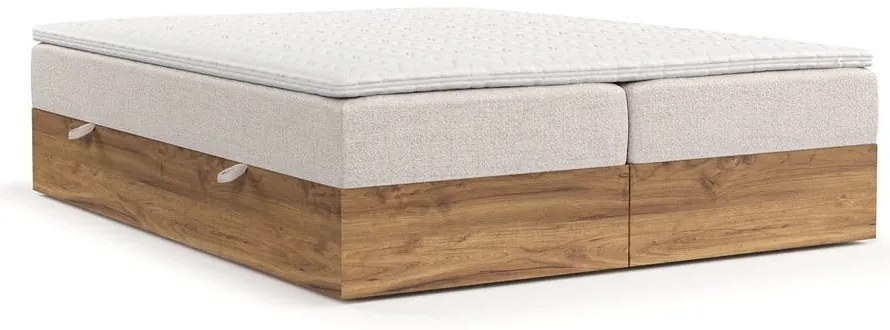 Pat boxspring bej/în culoare naturală cu spațiu de depozitare 140x200 cm Faro – Maison de Rêve
