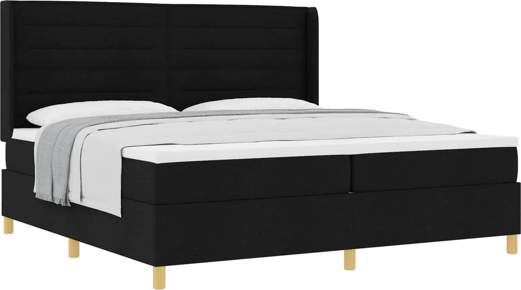 vidaXL Pat cu arcuri cu saltea Negru 200 x 200 cm țesătură