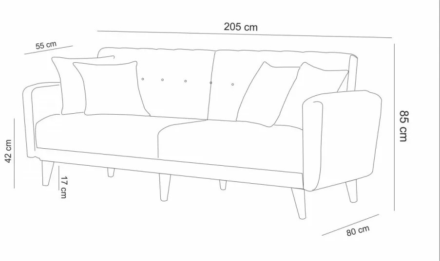 Set Canapea Extensibilă si Fotoliu Aria - S, Antracit