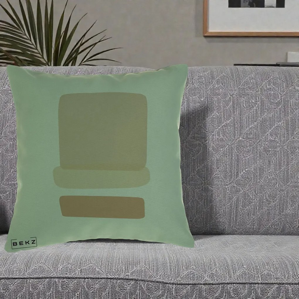 Perna Decorativa Abstract Forme Bej Poudre, 40x40 cm, Verde, Husa Detasabila, Perna Inclusa, BEKZ®