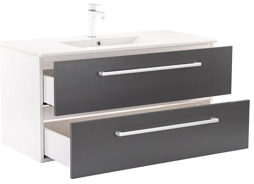 Dulap inferior Vario Clam 100 cu lavoar alb-antracit