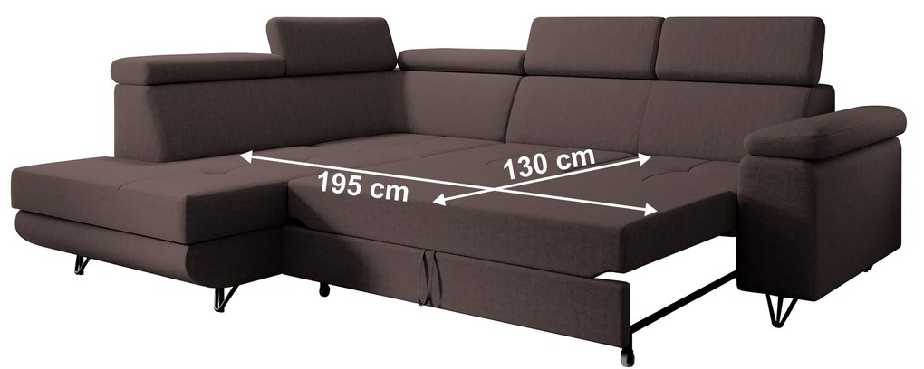 Canapea extensibilă, maro, stânga, JOGI ROH