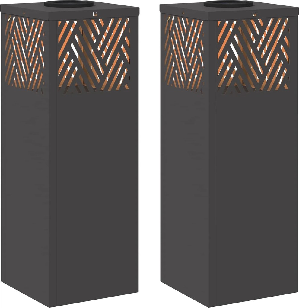 vidaXL Lumină LED Solară pentru Alei 2 pcs Negru Oțel laminat la rece