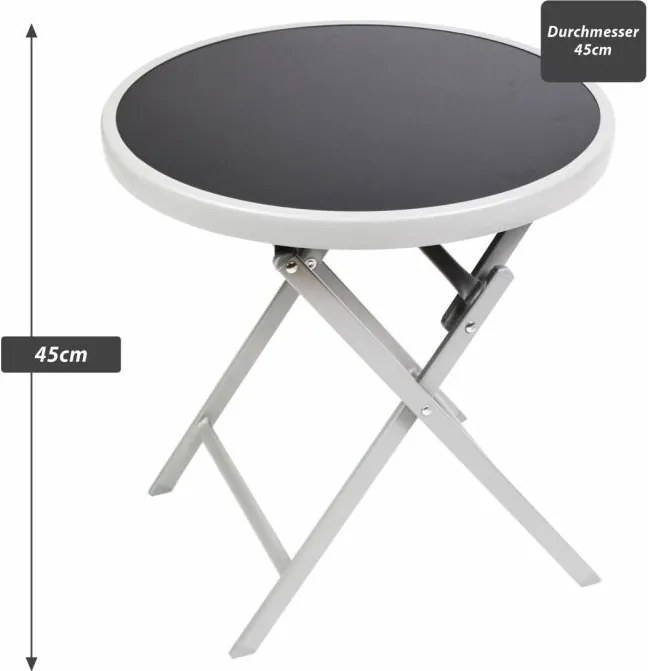 Masă bistro de grădină, pliabilă, Ø 45 cm, negru colorat