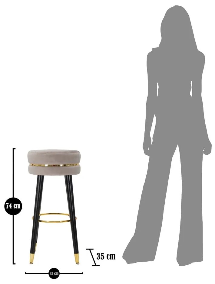 Scaun de bar gri deschis tapițat (înălțime șezut 74 cm) Paris – Mauro Ferretti