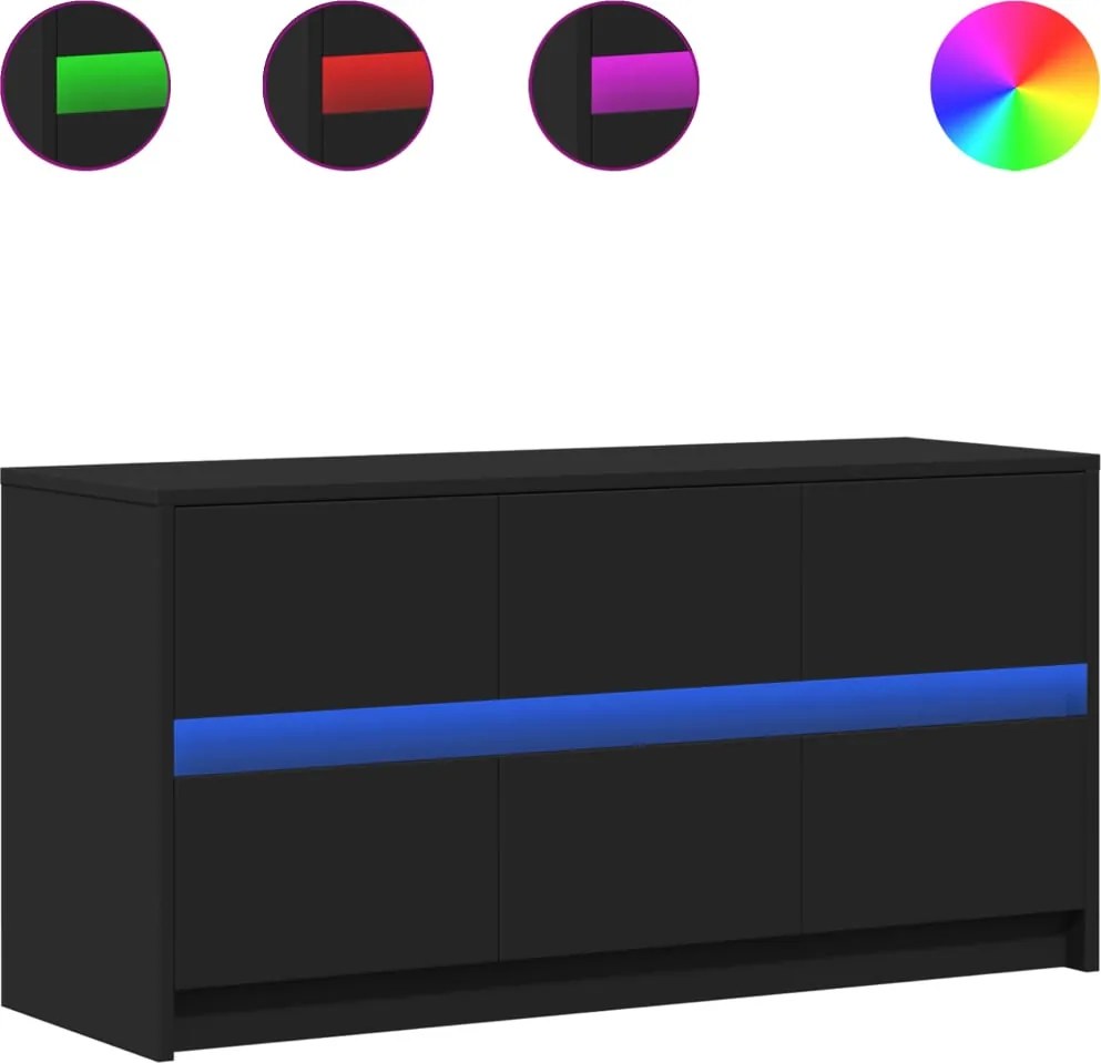 vidaXL Dulap TV cu LED, negru, 100x34x50 cm, lemn prelucrat