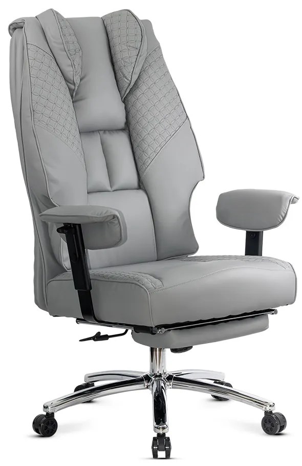 Scaun directorial gri din piele ecologica rezistent pana la 150 kg OFF 421