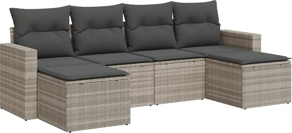 vidaXL Set canapele de grădină cu perne, 6 piese gri deschis poliratan