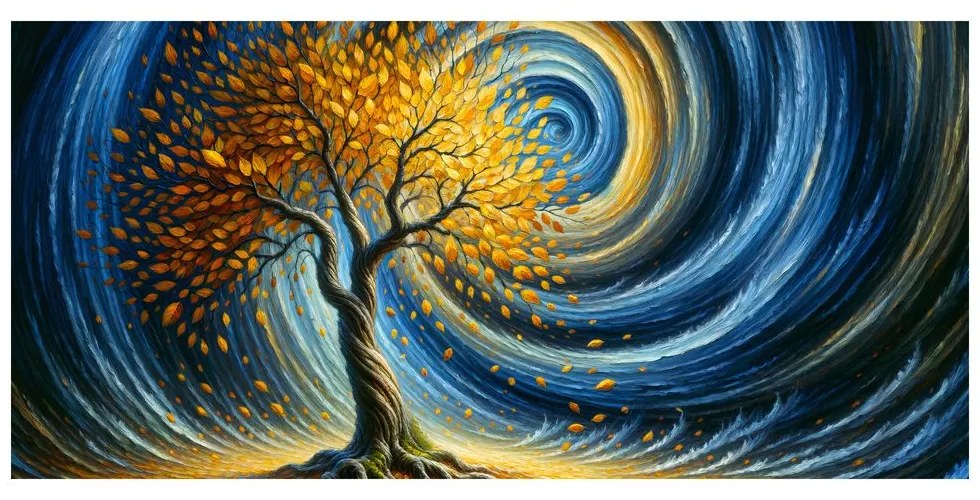 Tablou vârtej magic cu frunze aurii
