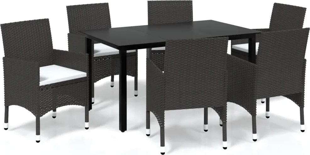 vidaXL Set mobilier de grădină cu perne, 7 piese, maro, poliratan