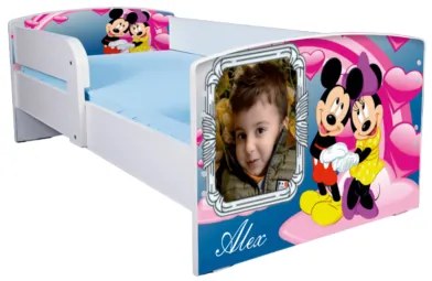 Pat personalizat Mickey si Minnie 2-16 ani, saltea inclusa 180x80 cm ptv2998