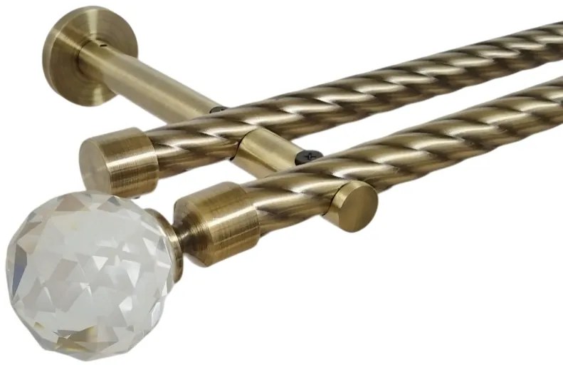 Galerie dubla twist picior universal fara inele prindere perete kula crystal 19/19 mm aur antic (Alege marime: 140 cm)