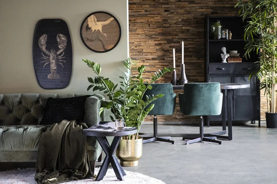 Masa ovala cu blat din lemn de stejar Steven 200x100x76 cm neagra