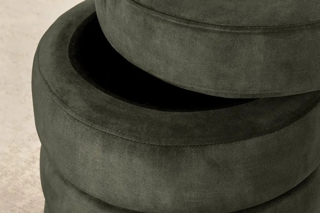 Taburete cu spatiu de depozitare, Catifea Verde, VOQUE 50cm