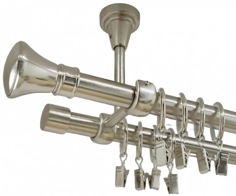 Galerie dubla prince prindere tavan 19 mm inox (Alege marime: 200 cm)