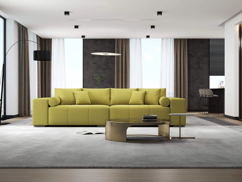 Canapea extensibilă dumonde cu ladă de depozitare si sezut confortabil din spuma high-density, Marbela Enjoy Green XXL 295x100 cm