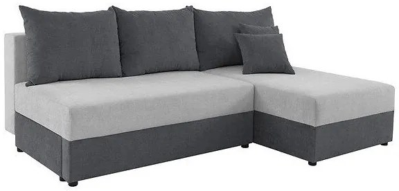 Colțar Boston 401Funcția de dormit, Argint, 221x145x87cm, 105 kg, Picioare: Plastic