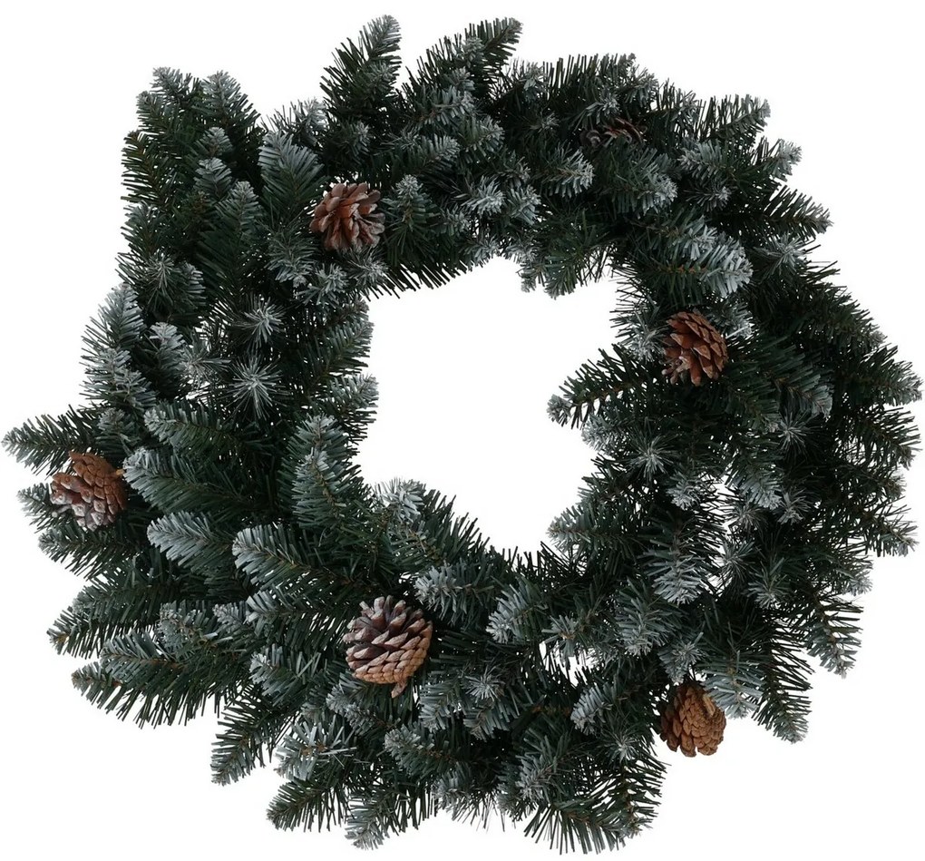 Coroniță decorativă de Crăciun Snowy verde,diametru 60 cm