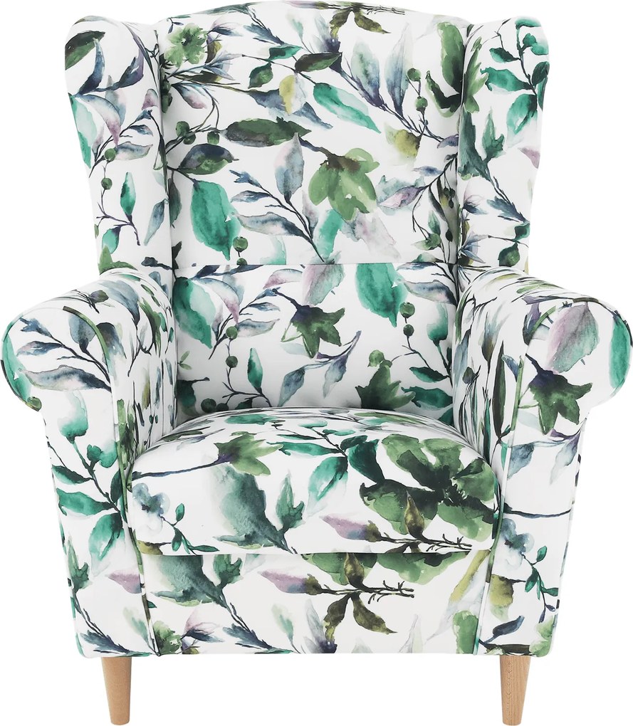 Fotoliu, material textil model frunze verzi, CHARLOT