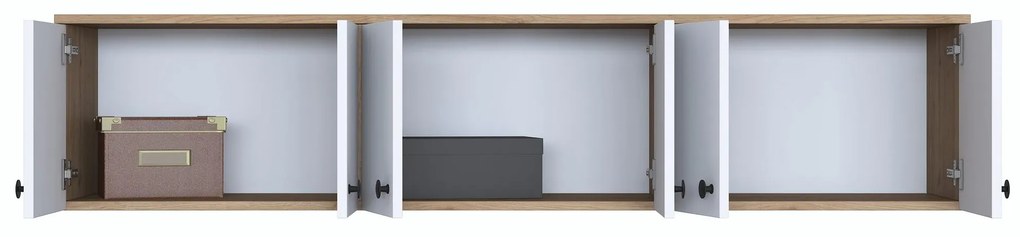 Dulap de perete Eladona 3 (Nuc + alb + negru). Promo -16%. 1107360