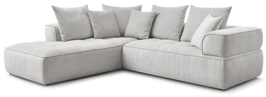 Colțar gri deschis cu tapițerie din chenille (cu colț pe partea stângă/în formă de ”L”) Whesley – Bobochic Paris