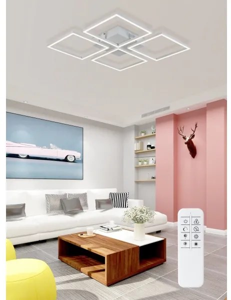 Lustră LED aplicată dimabilă 4xLED/16,25W/230V pătrată albă Top Light + telecomandă
