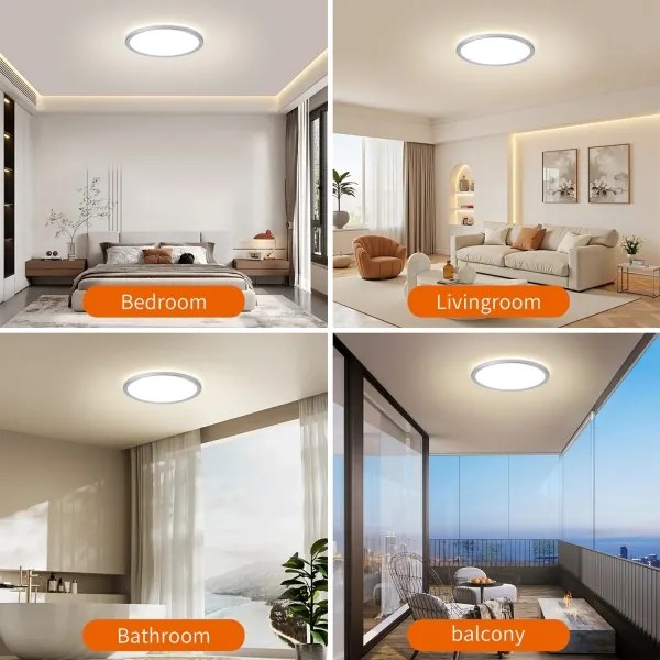Brilagi - Plafonieră LED pentru baie ULTRA SLIM, 18W, 230V, Ø 30 cm, argintiu, IP54