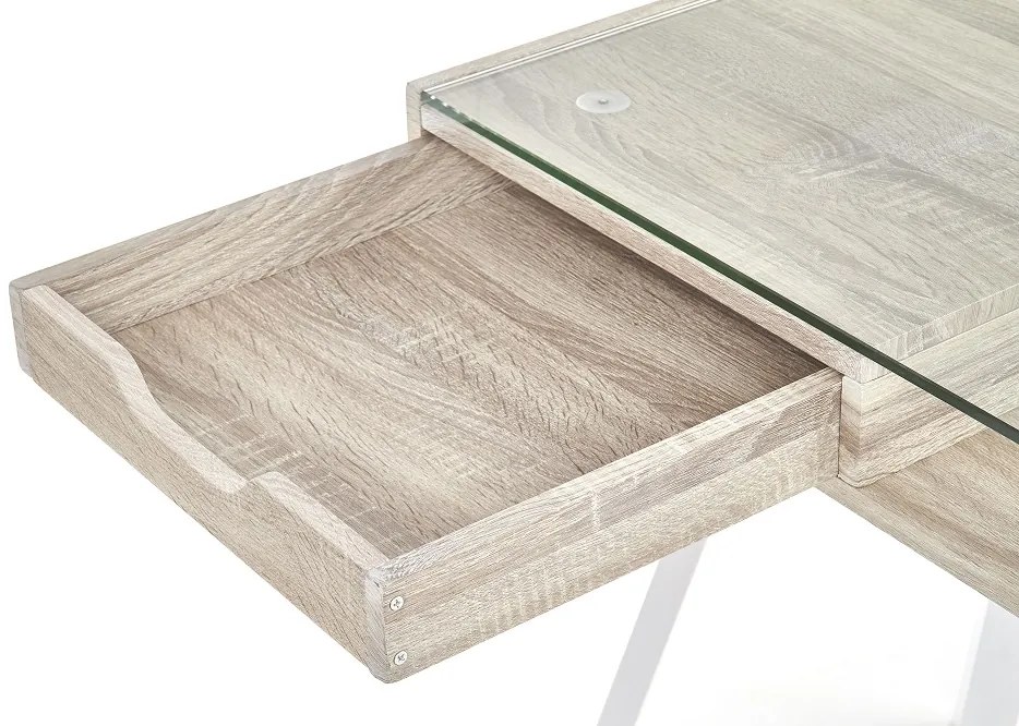 Birou Habra, transparent / stejar sonoma