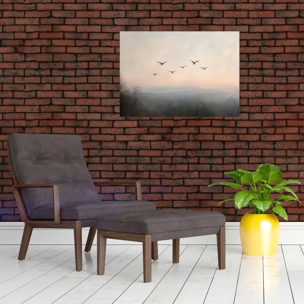 Tablou pe sticlă - Stol de păsări (70x50 cm)