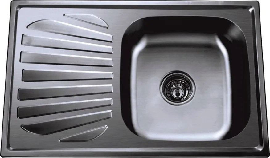 Chiuveta inox Inter Ceramic cu o cuva cu picurator stanga finisaj negru lucios 80x50 cm