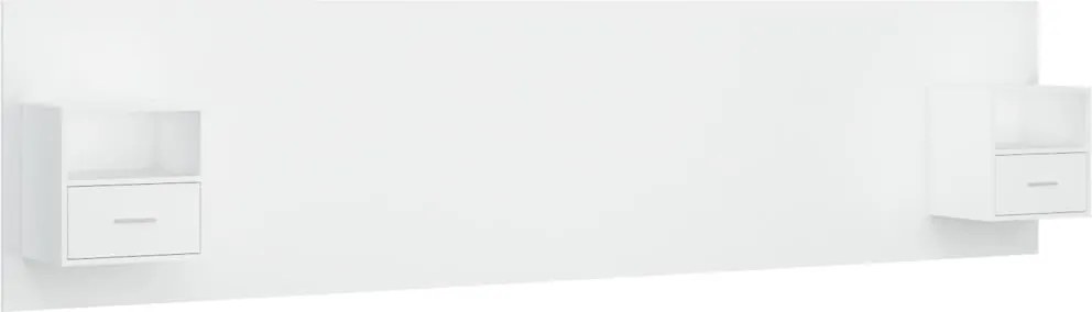 vidaXL Tăblie de pat cu dulapuri, alb extralucios, lemn prelucrat