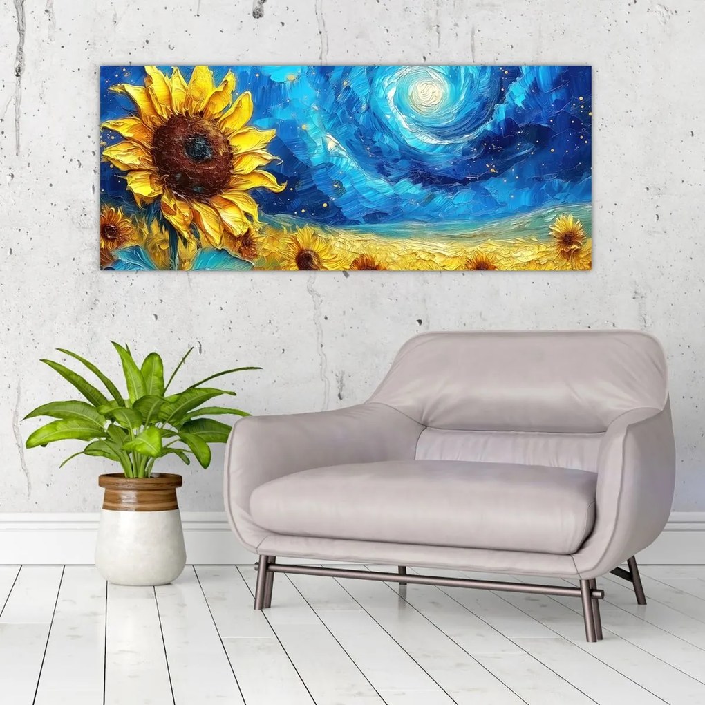Tablou - Pictura floarea-soarelui (120x50 cm)