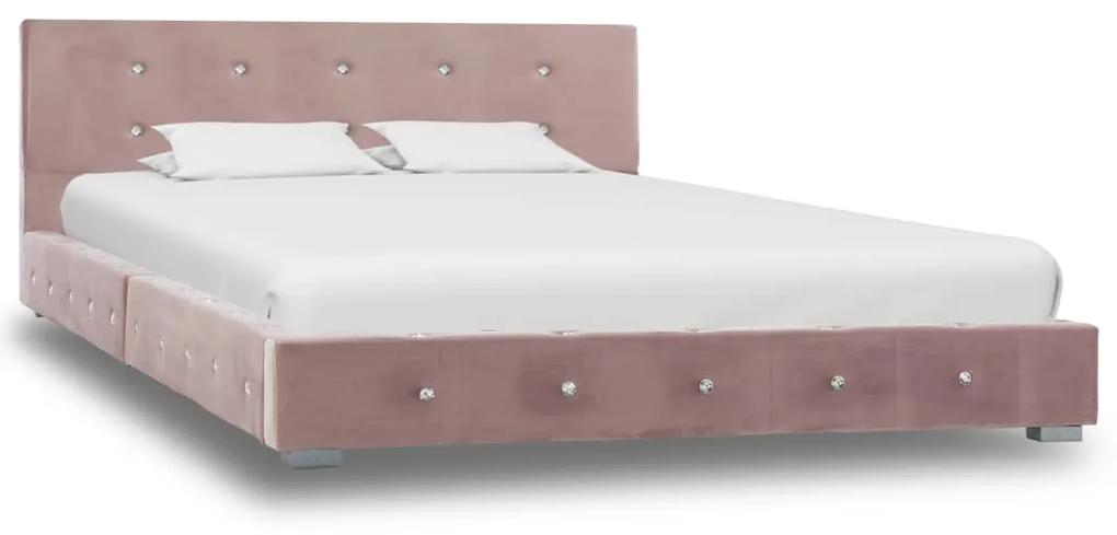 280398 vidaXL Cadru de pat, roz, 120 x 200 cm, catifea