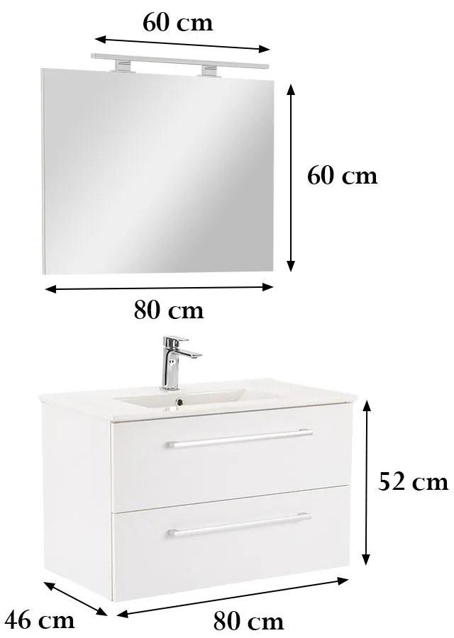 Mobilier complet de baie Vario Clam 80 alb-alb