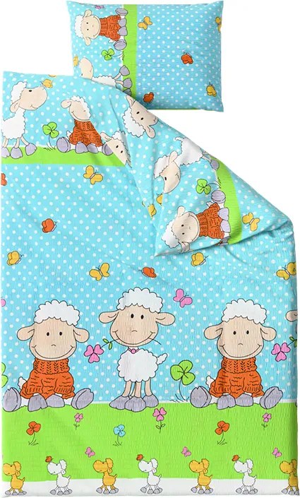 Lenjerie de pat din crep pentru patut OVECKY albastru Dimensiune lenjerie de pat: 45 x 65 cm | 90 x 135 cm