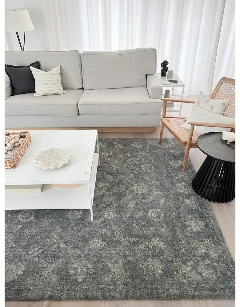 Covor gri din lână 200x300 cm Calisia Vintage Flora – Agnella
