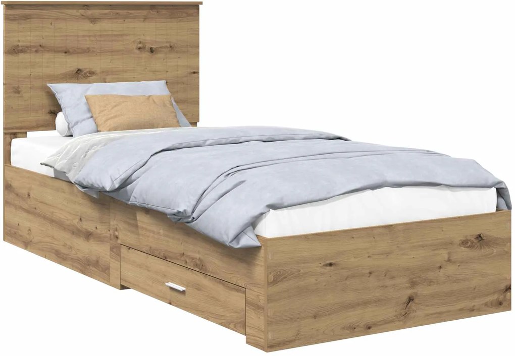 vidaXL Cadru de pat Stejar Artizanal 90 x 200 cm Lemn compozit