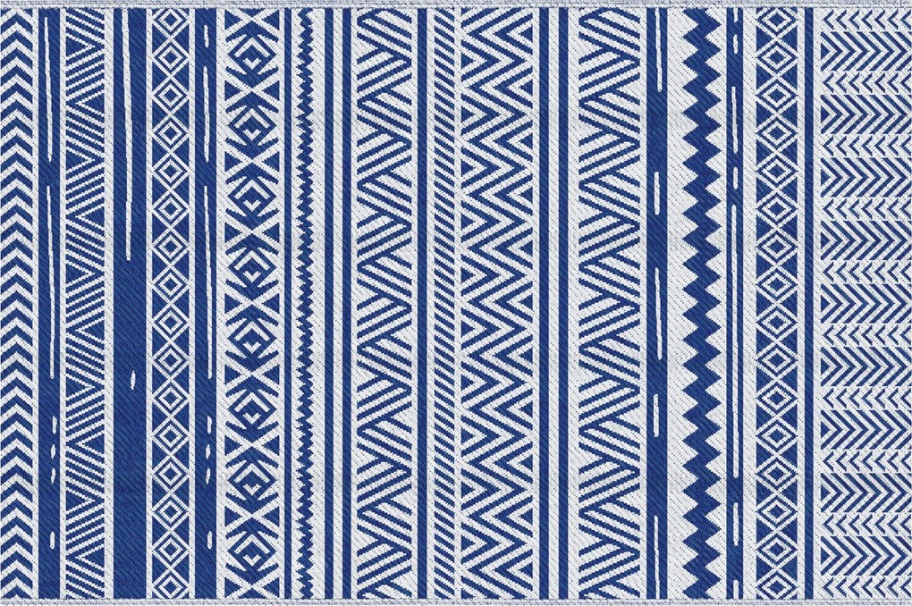 Outsunny Covor pentru Exterior 182x274 cm Reversibil, Covor Pliabil din Polipropilen 310 g/m² Albastru si Alb | Aosom Romania